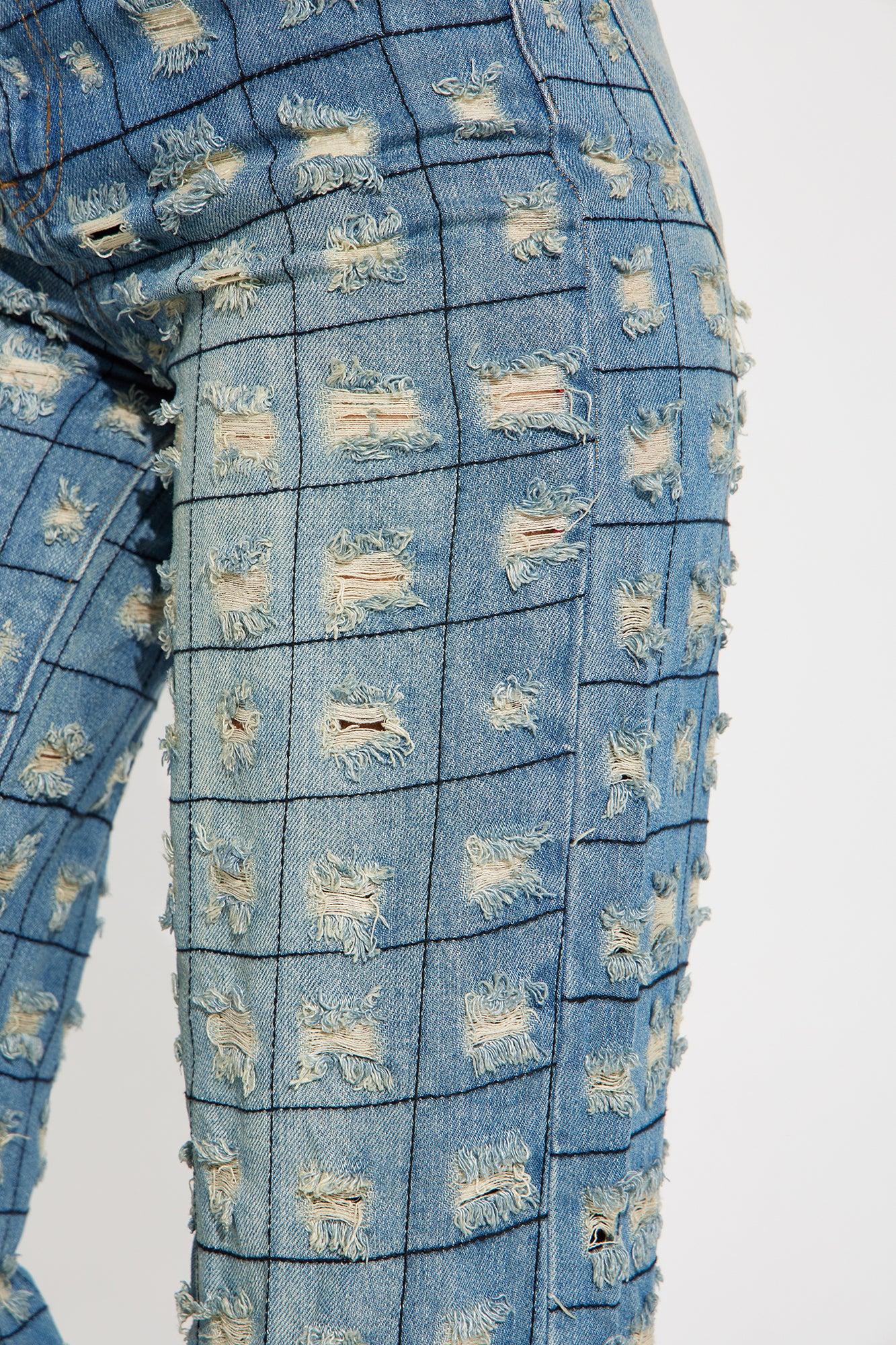 Hit Your Line Ripped Wide Leg Jeans - Vintage Wash Product Image