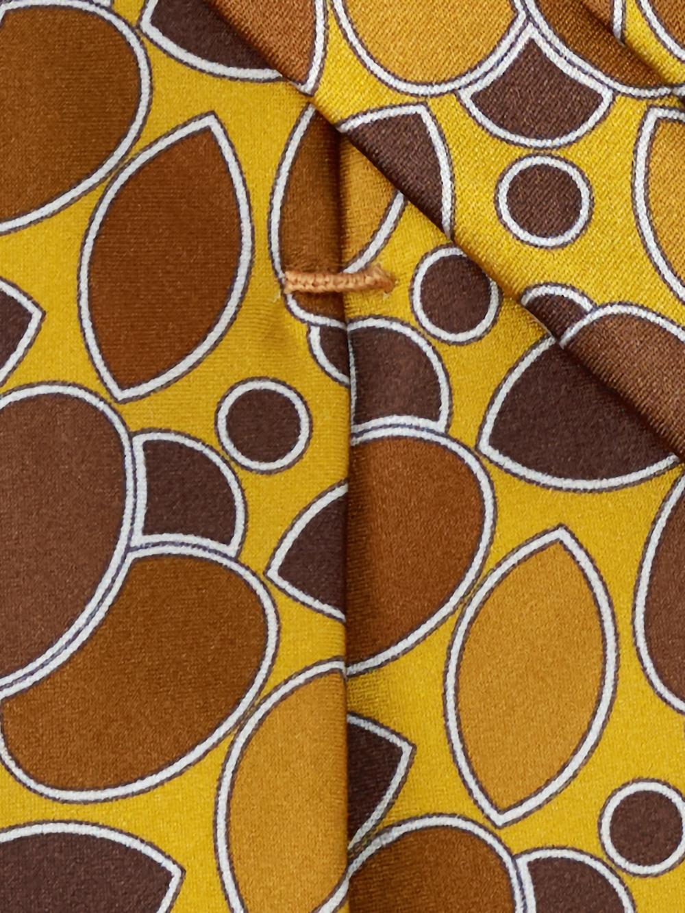 Medallion Printed Italian Silk Tie - Gold Product Image