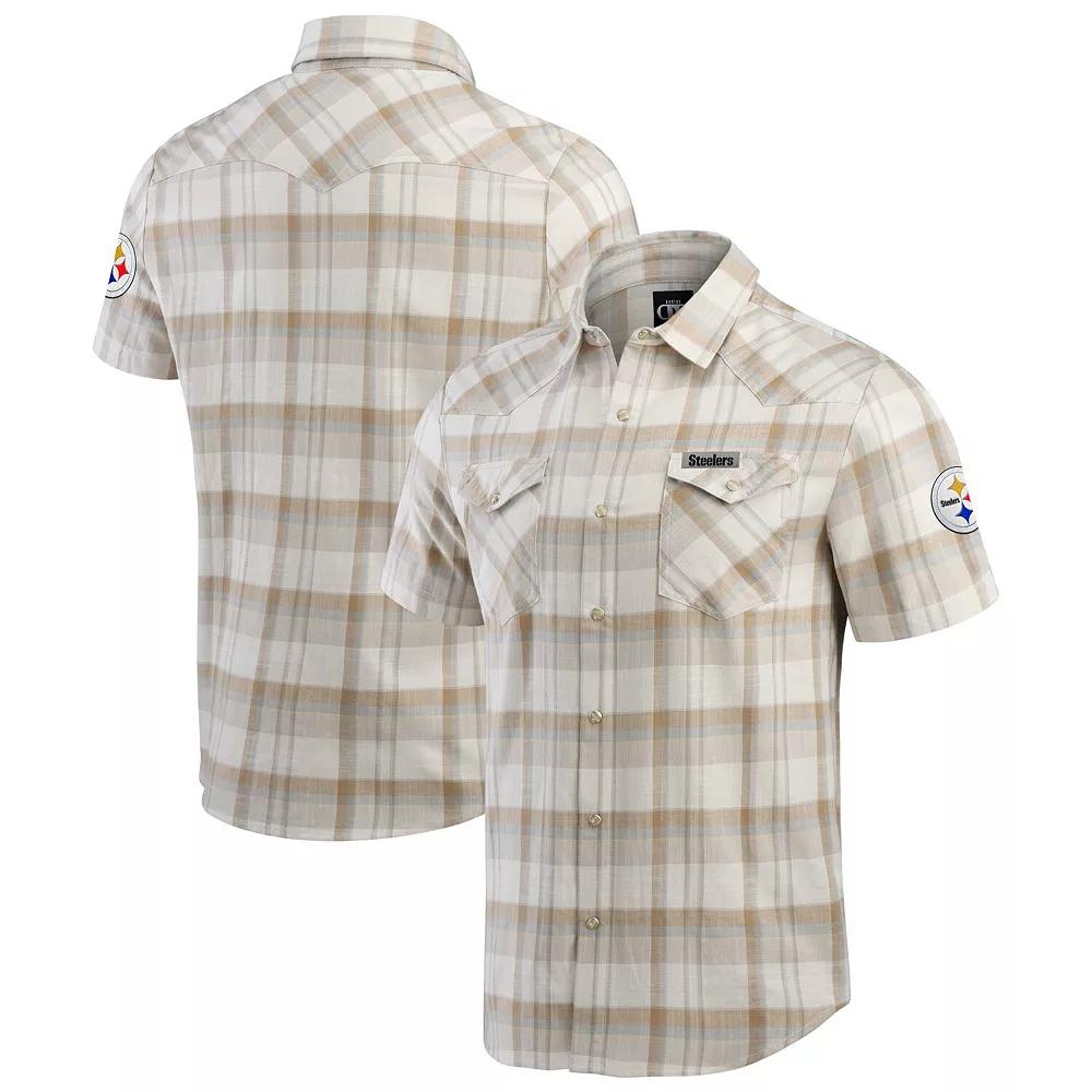 Men's Darius Rucker Collection by Fanatics Gray Pittsburgh Steelers Plaid Full-Snap Shirt,  Product Image