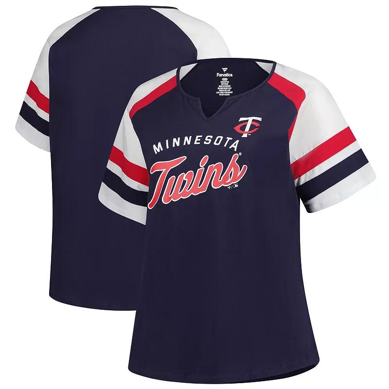 Women's Profile  Navy Minnesota Twins Plus Sized Arched Notch Neck T-Shirt, Size: 1XL, Blue Product Image