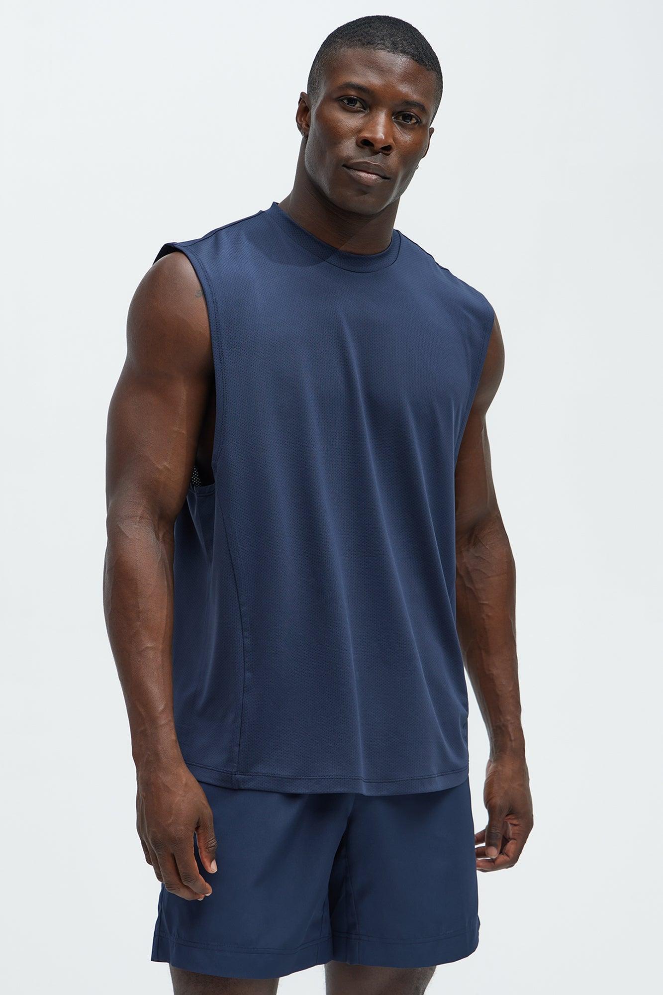 Vital Active Cut Off Tee - Navy Product Image