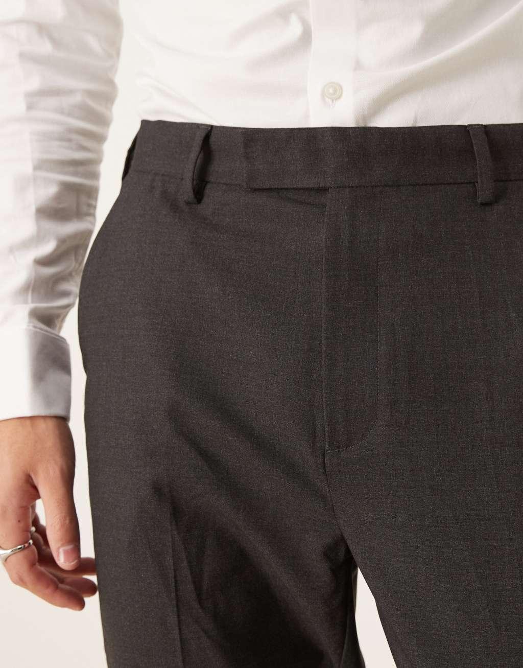 ASOS DESIGN smart tapered fit pants in charcoal Product Image