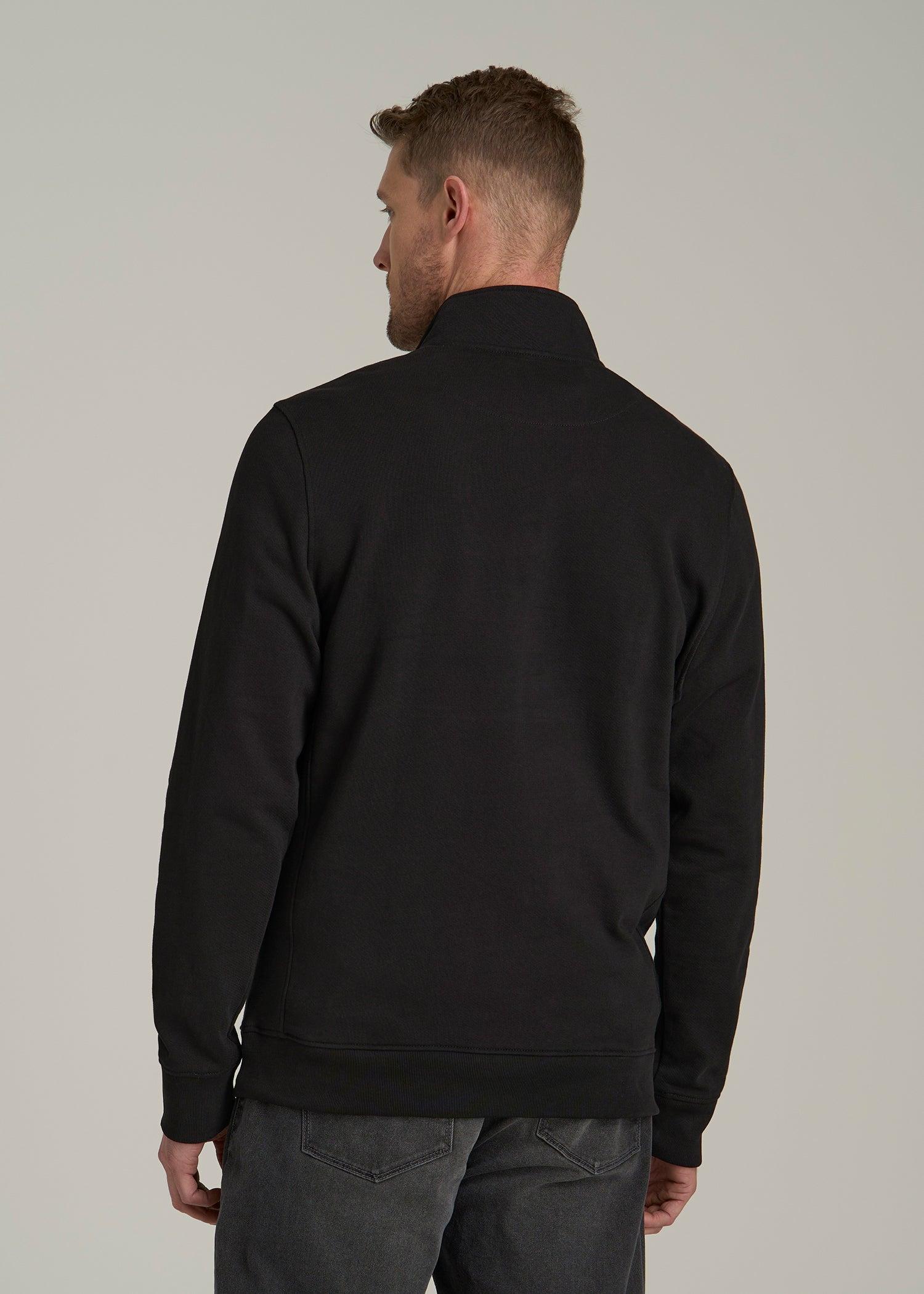 LJ&S Heavyweight Quarter-Zip Pullover for Tall Men in Vintage Black Male Product Image