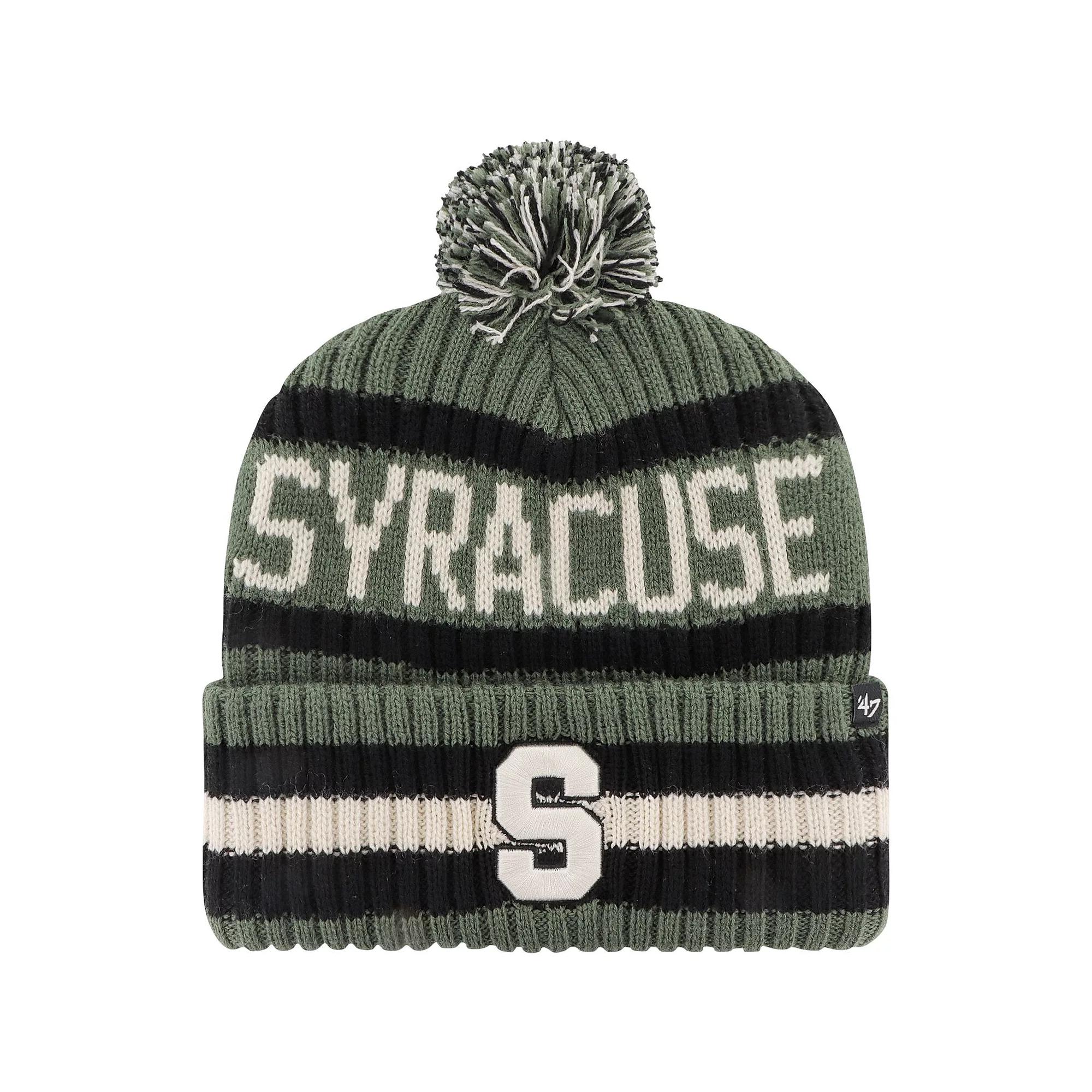 Men's '47 Green Syracuse Orange OHT Military Appreciation Bering Cuffed Knit Hat with Pom Product Image