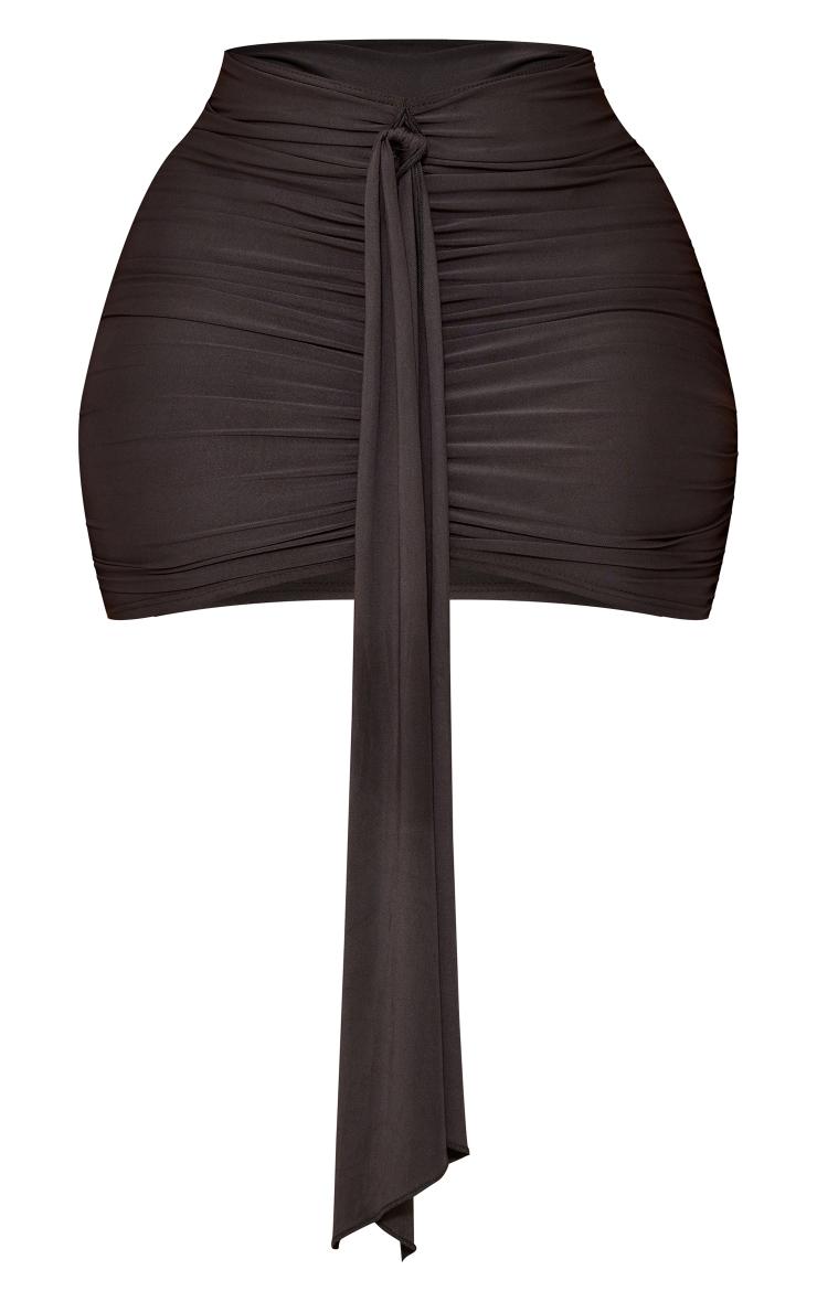 Plus Black Drape Detail Ruched Skirt Product Image