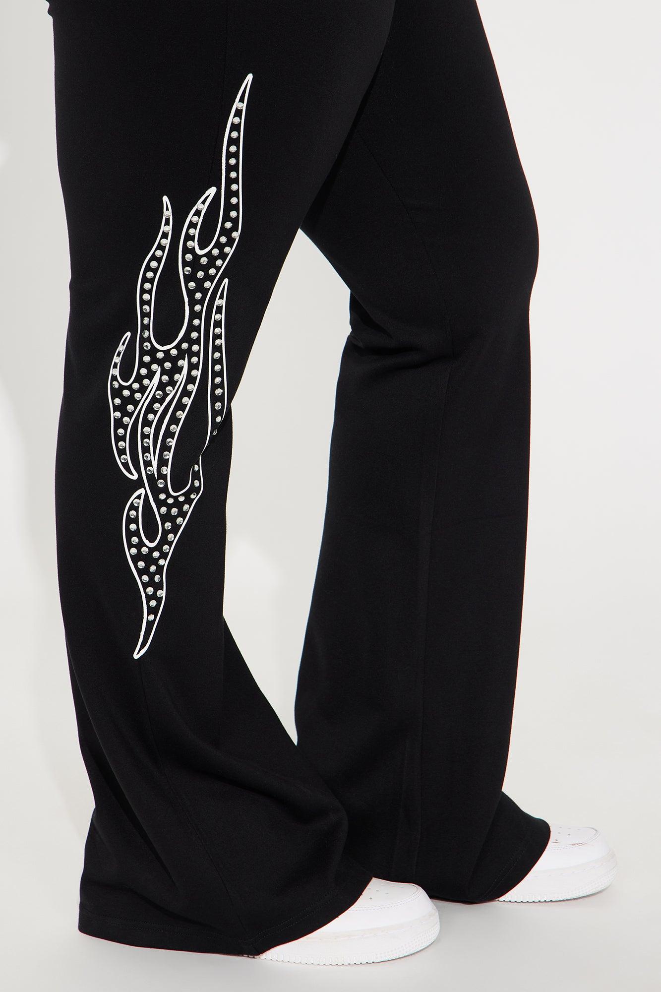 Von Dutch Fire Racer Rhinestone Flared Pant - Black Product Image