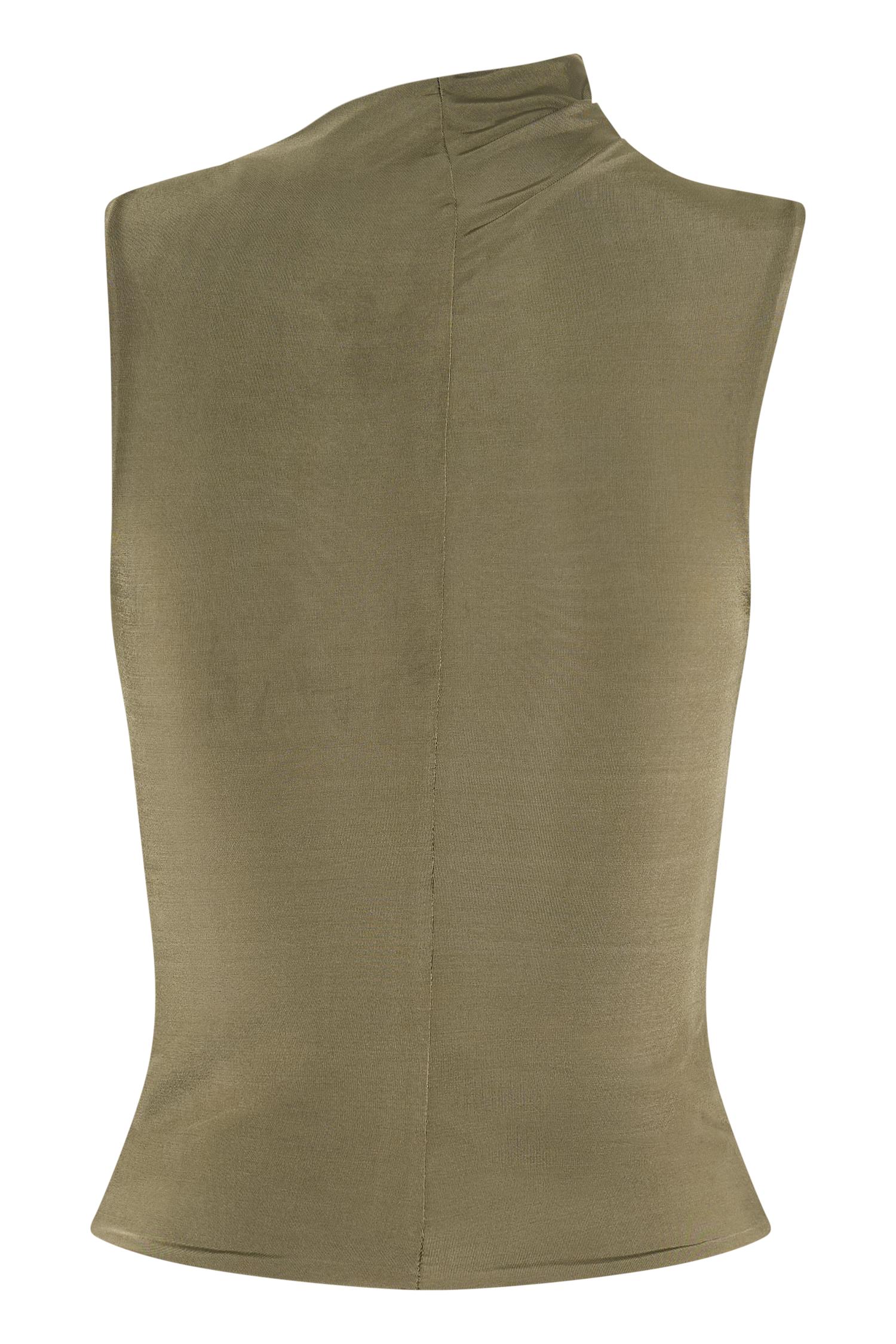 Hadleigh Sleeveless Slinky Top - Dark Olive Product Image