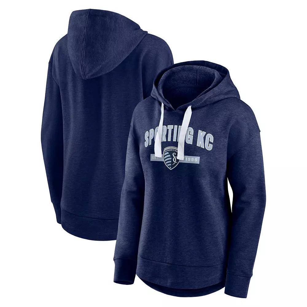 Women's Fanatics Heather Navy Sporting Kansas City Team Pullover Hoodie,  Product Image