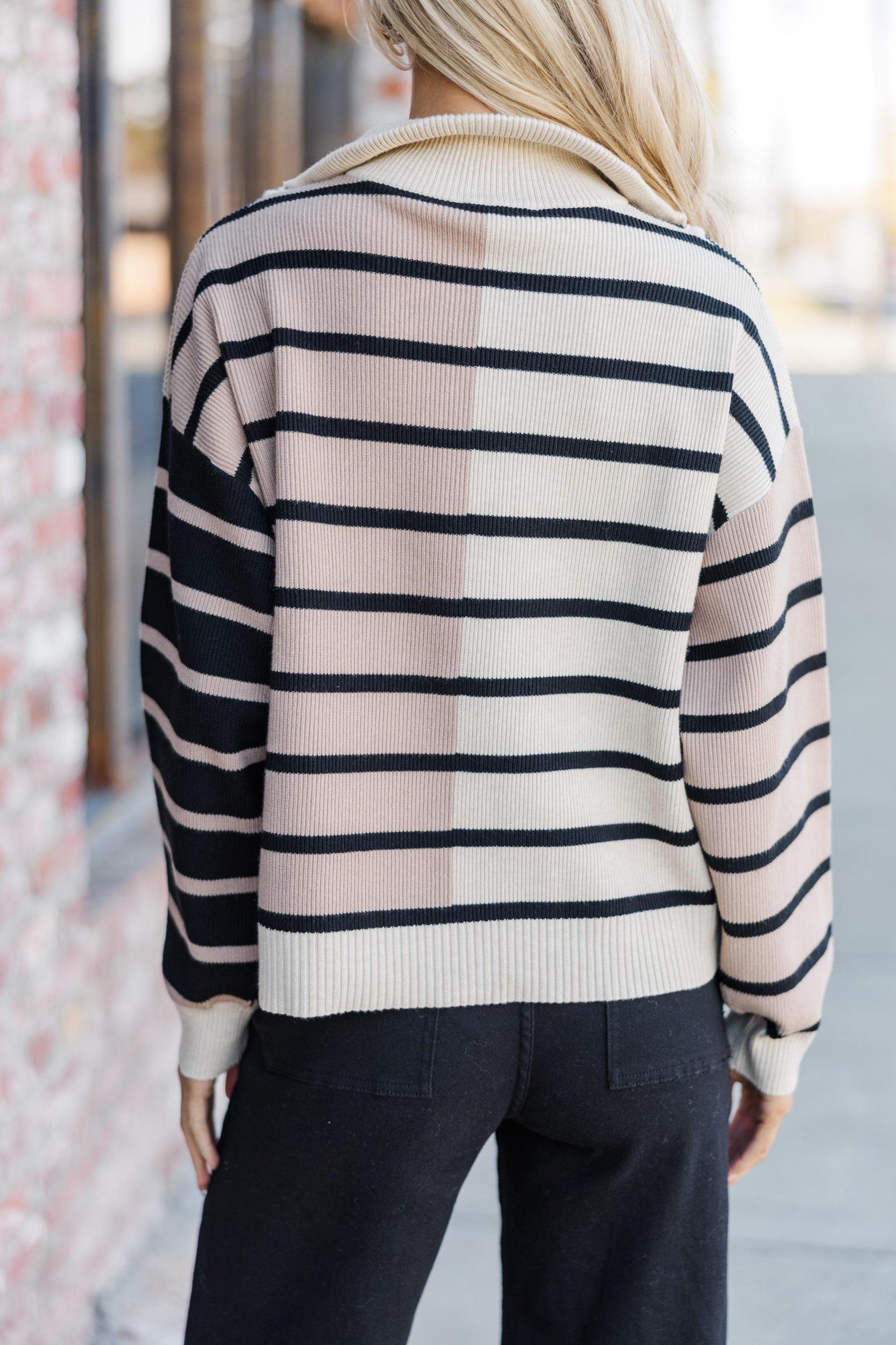Always The Way Ecru Multi Striped Sweater Female Product Image