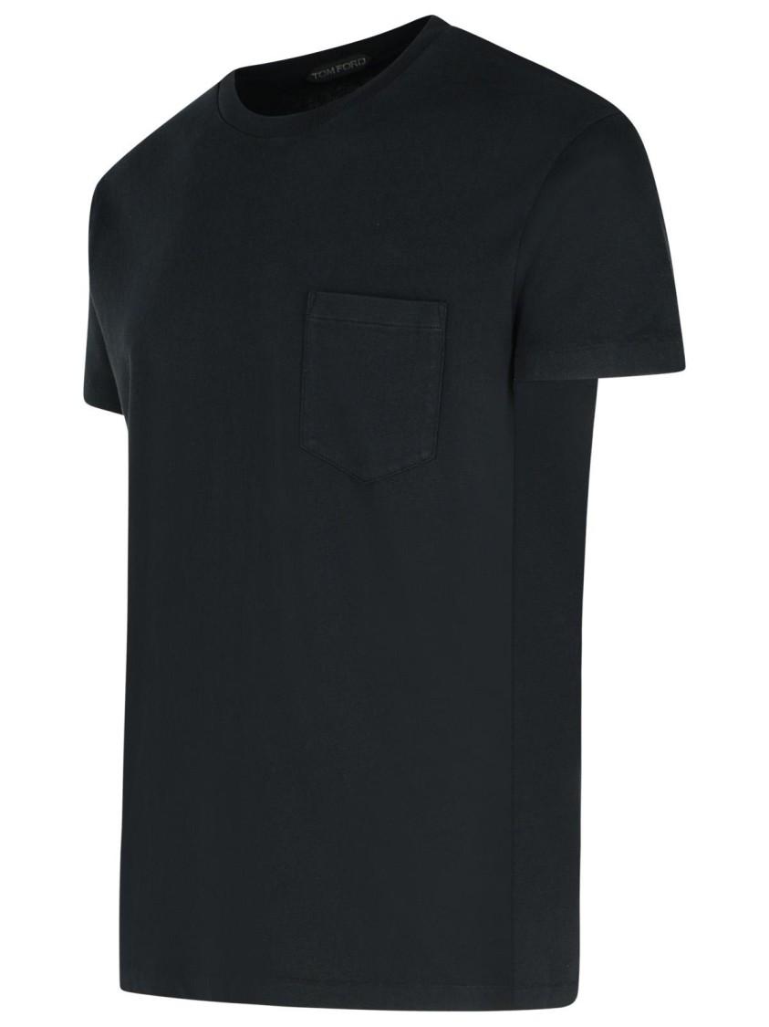 TOM FORD Black Basic Crewneck T-shirt With Tonal Stitching In Cotton Blend Man Product Image