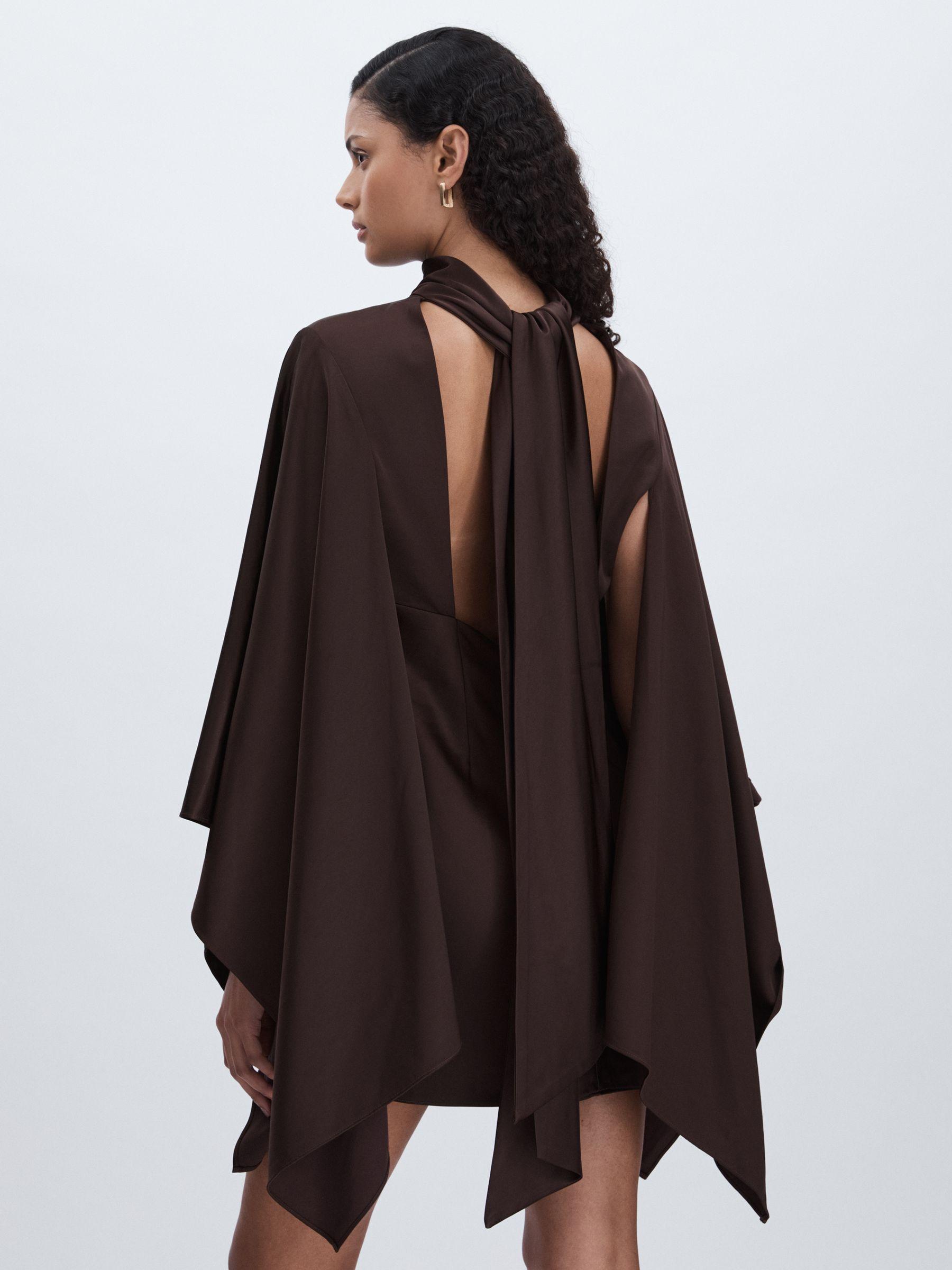 Significant Other Cape-Sleeve Mini Dress in Chocolate Product Image
