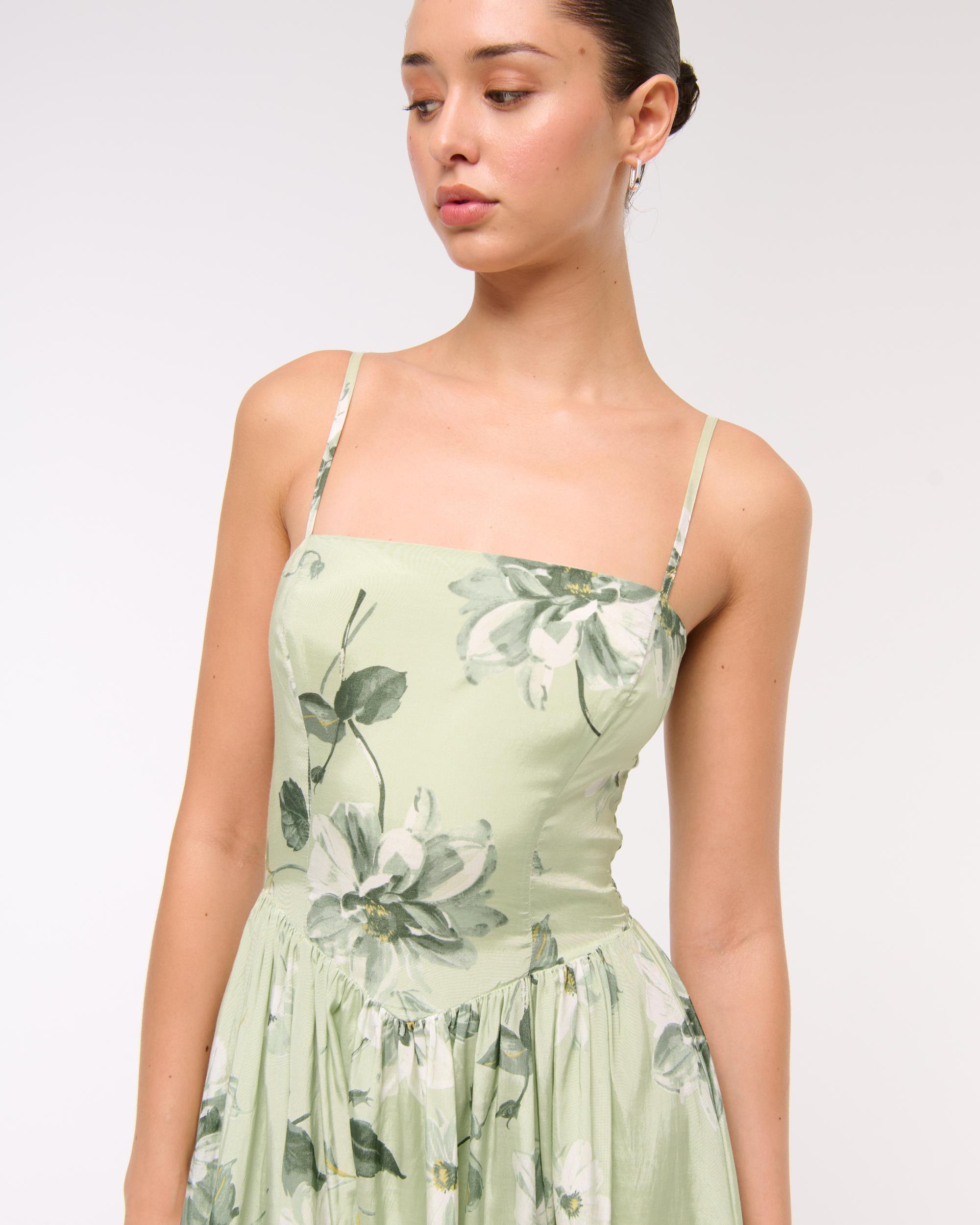 Dipped-Waist Bubble Hem Midi Dress Product Image