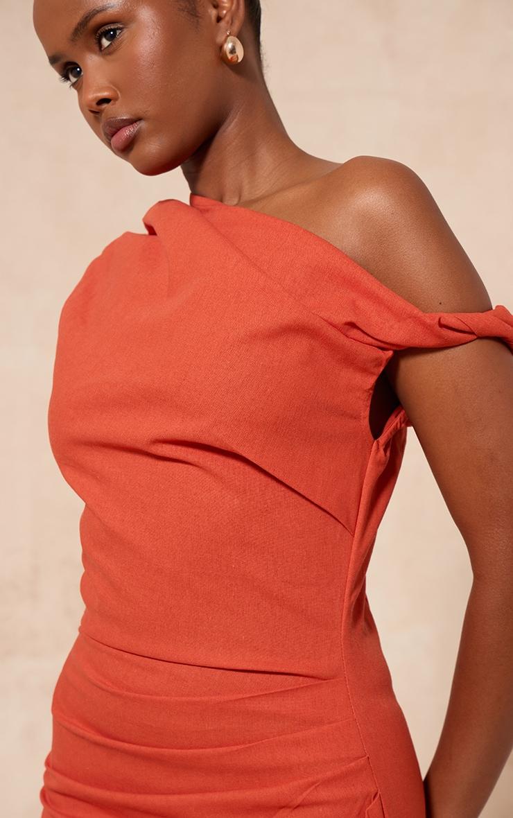 Rust Twist Shoulder Bodycon Dress Product Image