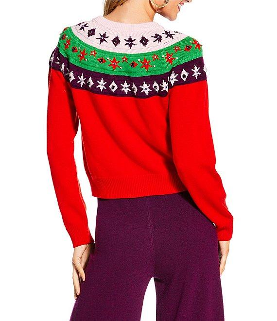 Antonio Melani x The Nat Note Kiley Fair Isle Wool Blend Crew Neckline Long Sleeve Sweater Product Image