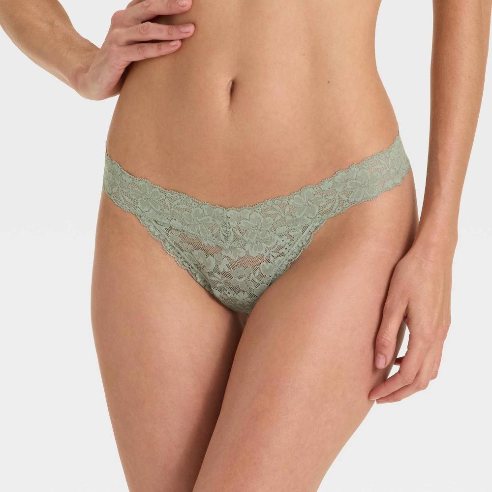 Women's Allover Lace Thong Underwear - Auden™ Green XL Product Image