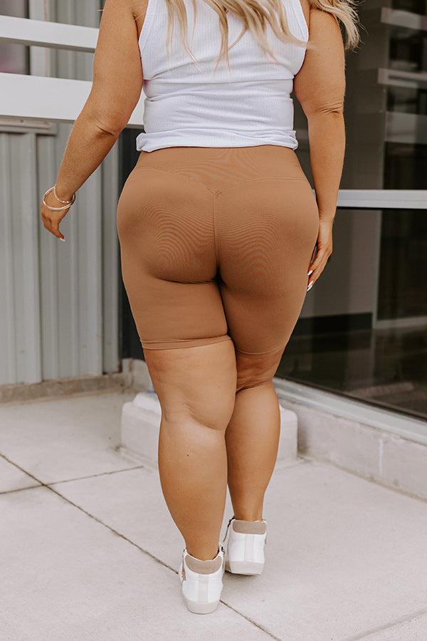 Favorite Adventure Butter Soft Biker Shorts In Camel Curves Product Image