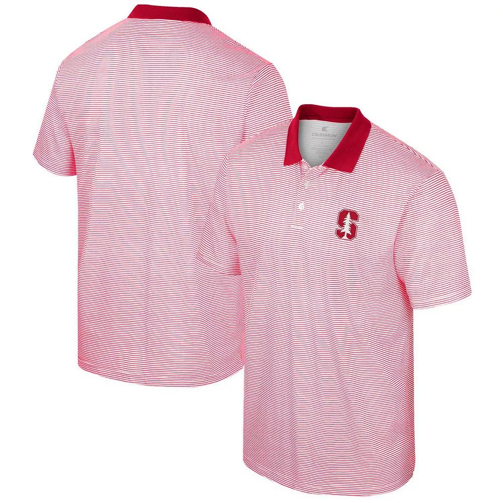 Men's Colosseum White Stanford Cardinal Print Stripe Polo,  Product Image