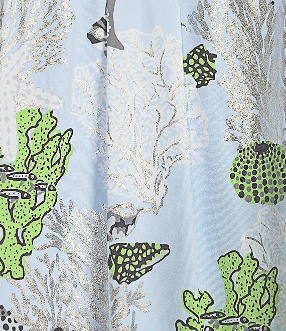 Jude Connally Ella Coral Reef Pool Print Jude Cloth Stretch Knit Wrinkle-Free Crew Neck Short Sleeve Shift Dress Product Image