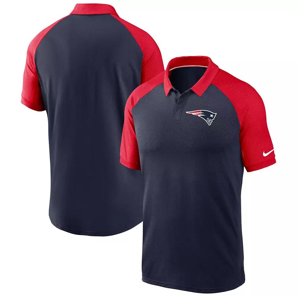 Men's Nike Navy New England Patriots Raglan Tri-Blend Performance Polo, Size: Large, Blue Product Image