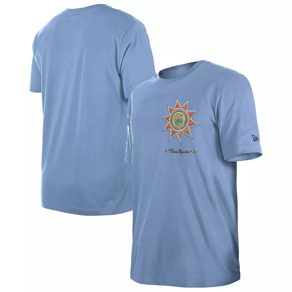 Men's New Era  Light Blue San Antonio Spurs 2024/25 City Edition Chenille Heavyweight T-Shirt, Size: 3XL Product Image