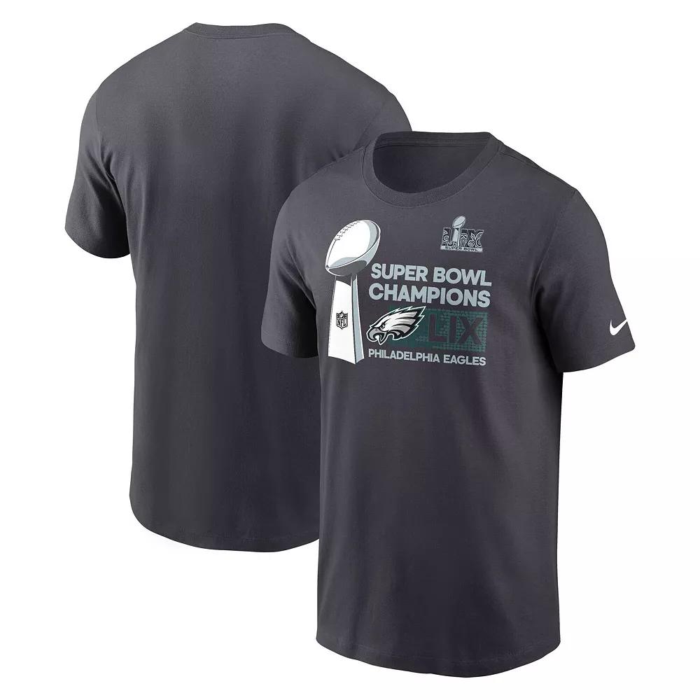 Men's Nike Anthracite Philadelphia Eagles Super Bowl LIX Champions Tall Locker Room Trophy Collection T-Shirt, Size: XLT, Grey Product Image
