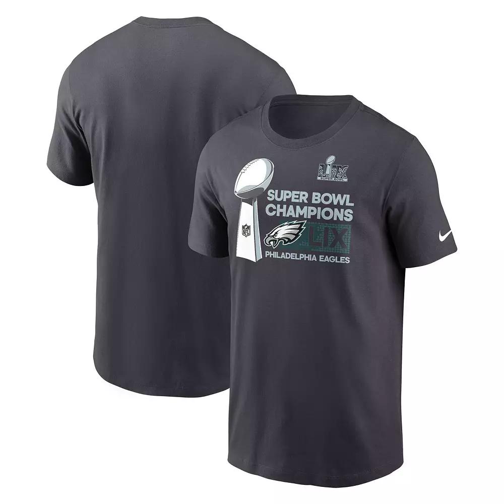 Men's Nike Anthracite Philadelphia Eagles Super Bowl LIX Champions Tall Locker Room Trophy Collection T-Shirt, Size: XLT, Grey Product Image