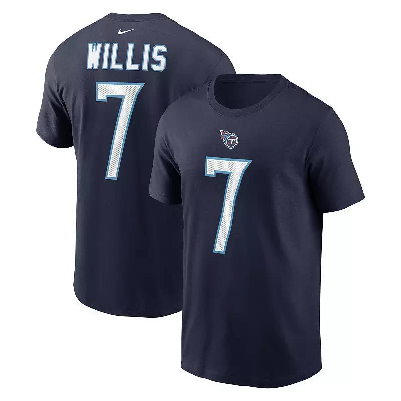 Men's Nike Malik Willis Navy Tennessee Titans Player Name & Number T-Shirt, Size: Medium, Blue Product Image