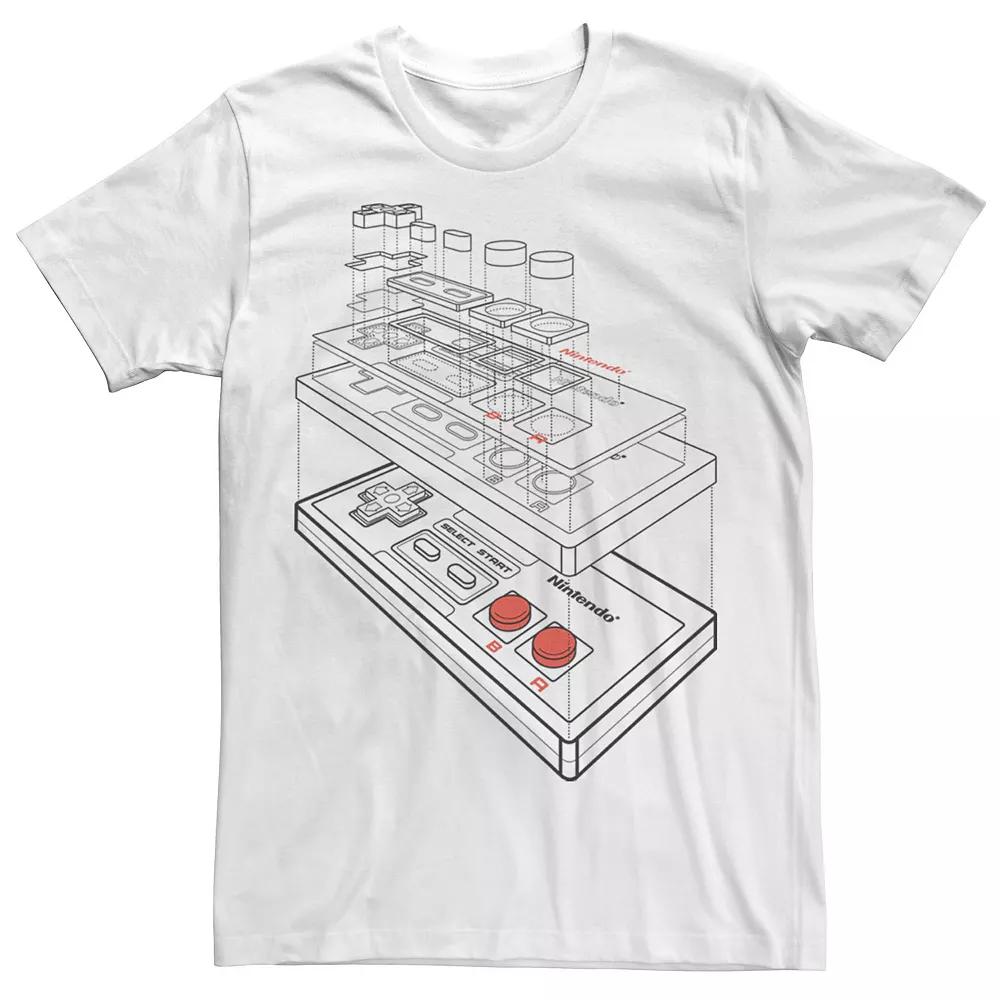 Men's Super Nintendo Controller Schematics Tee, Size: XS, White Product Image