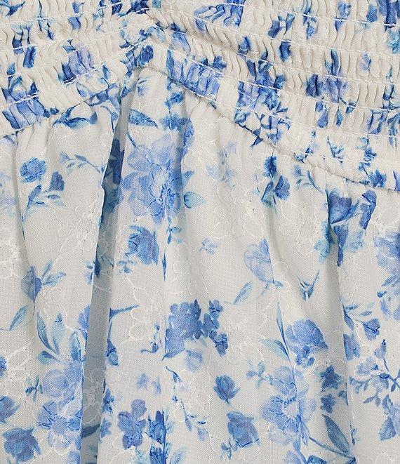 Honey & Sparkle Printed Chiffon Smocked Butterfly Sleeve Babydoll Top Product Image