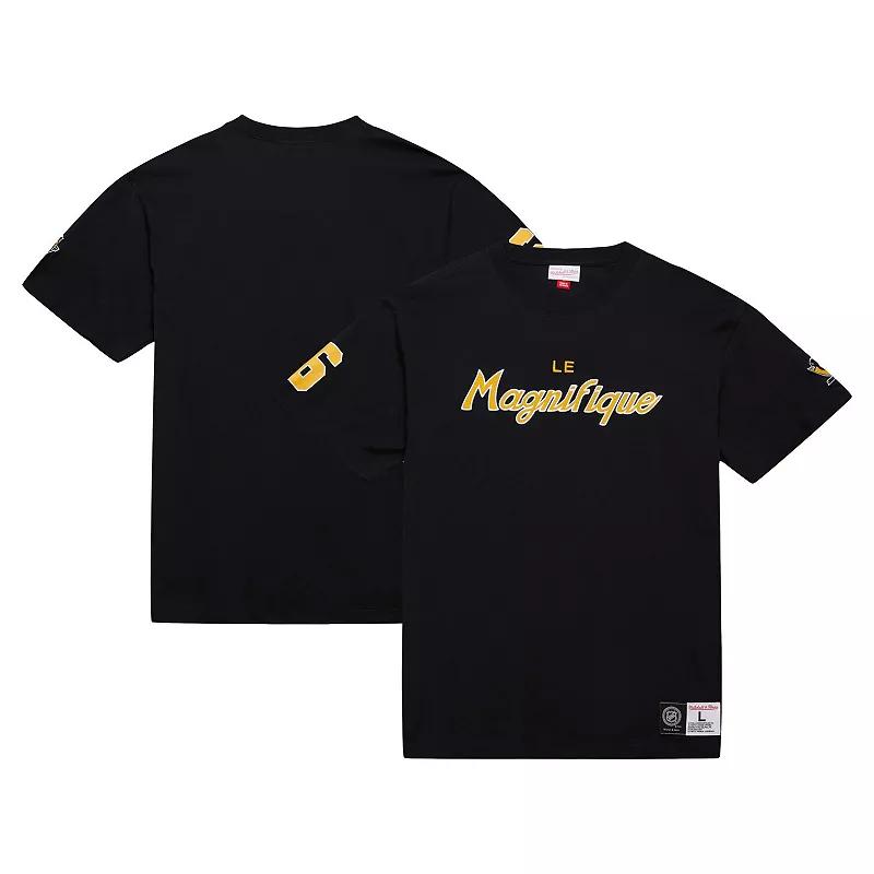 Men's Mitchell & Ness Mario Lemieux Black Pittsburgh Penguins Premium Nickname Vintage Logo T-Shirt,  Product Image