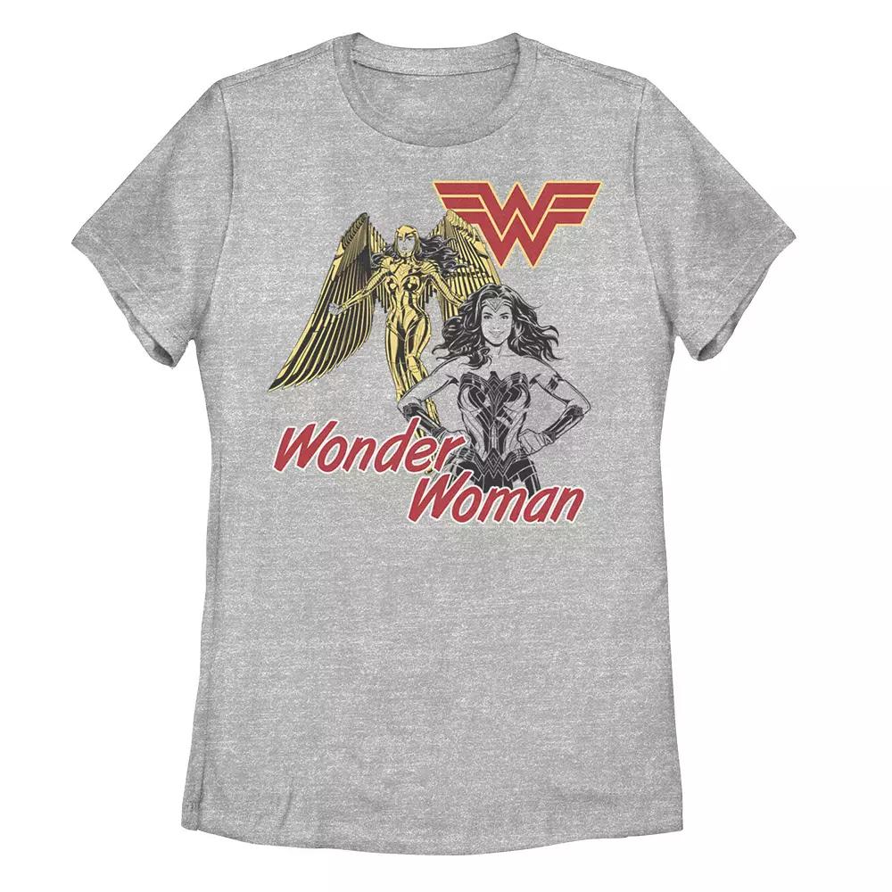 Juniors' DC Comics Wonder Woman Double Pose Poster Graphic Tee, Girl's, Size: Small, Athletic Grey Product Image