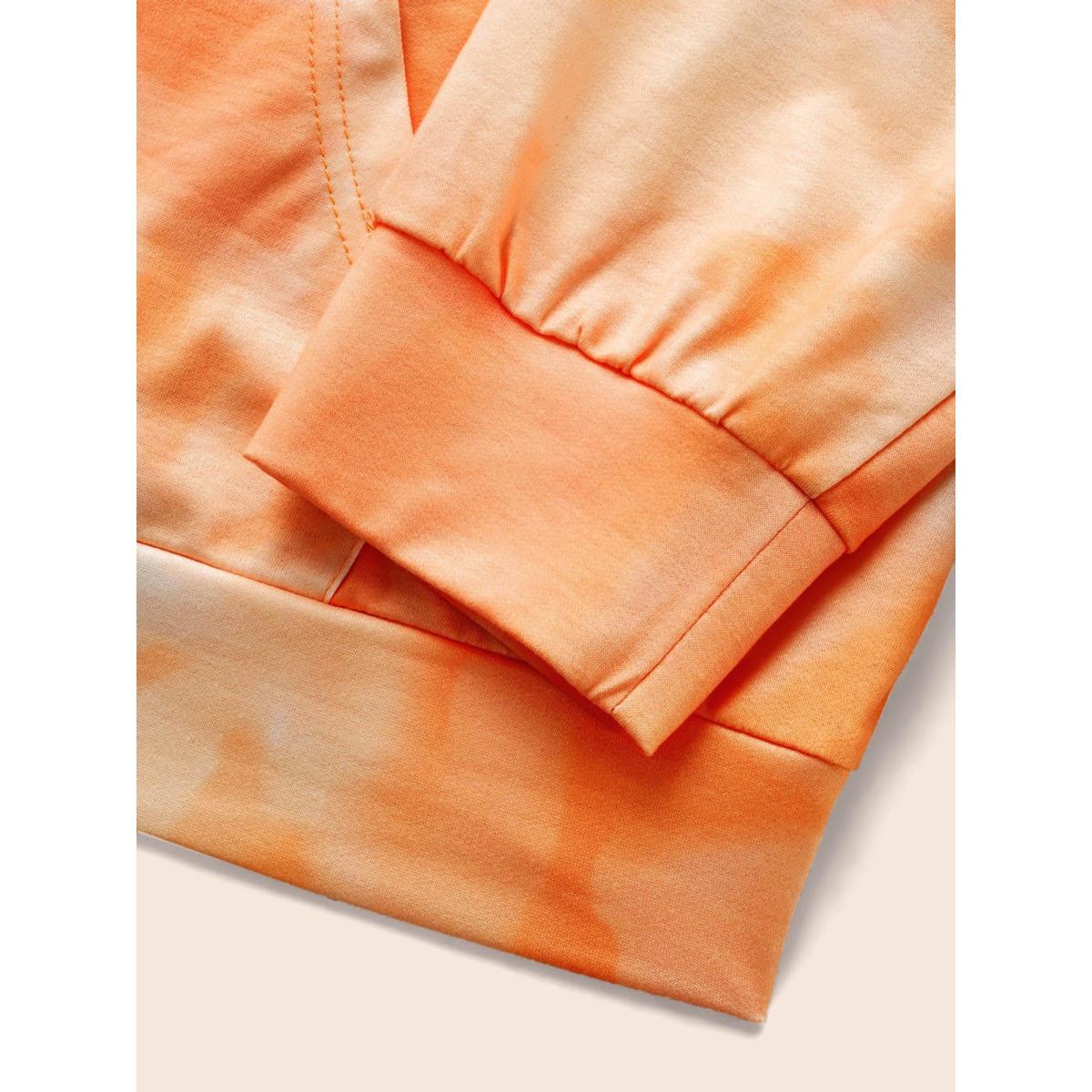 Plus Size Tie Dye Hooded Kangaroo Pocket Sweatshirt Women Multicolor Casual Non Hooded Everyday Sweatshirts BloomChic 10/M Product Image