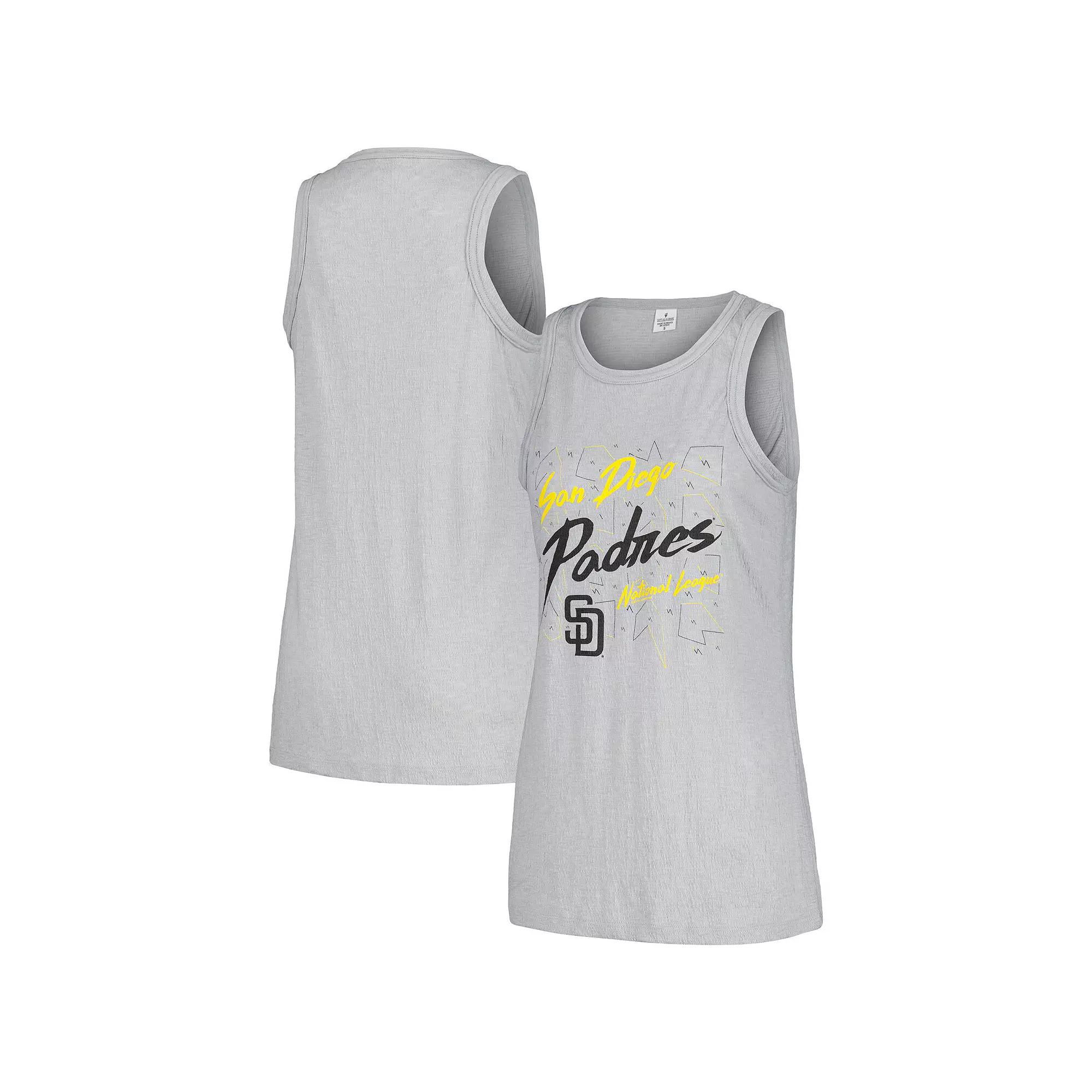 Women's Soft as a Grape Gray San Diego Padres Gauze High Neck Tank Top,  Product Image