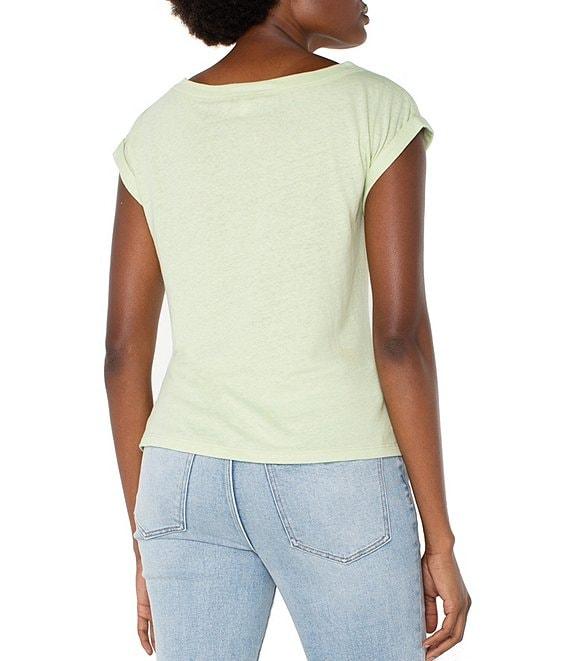 Liverpool Los Angeles Knit Boat Neck Short Flutter Sleeve Top Product Image