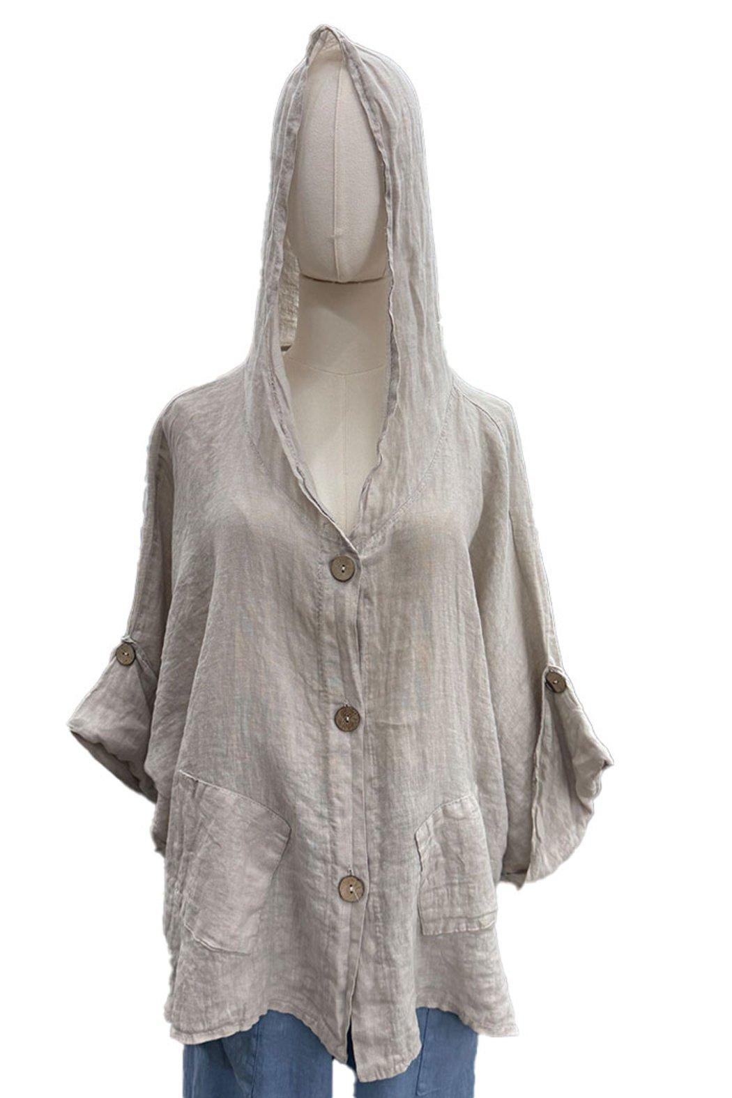Italian Linen Hooded Shacket Product Image