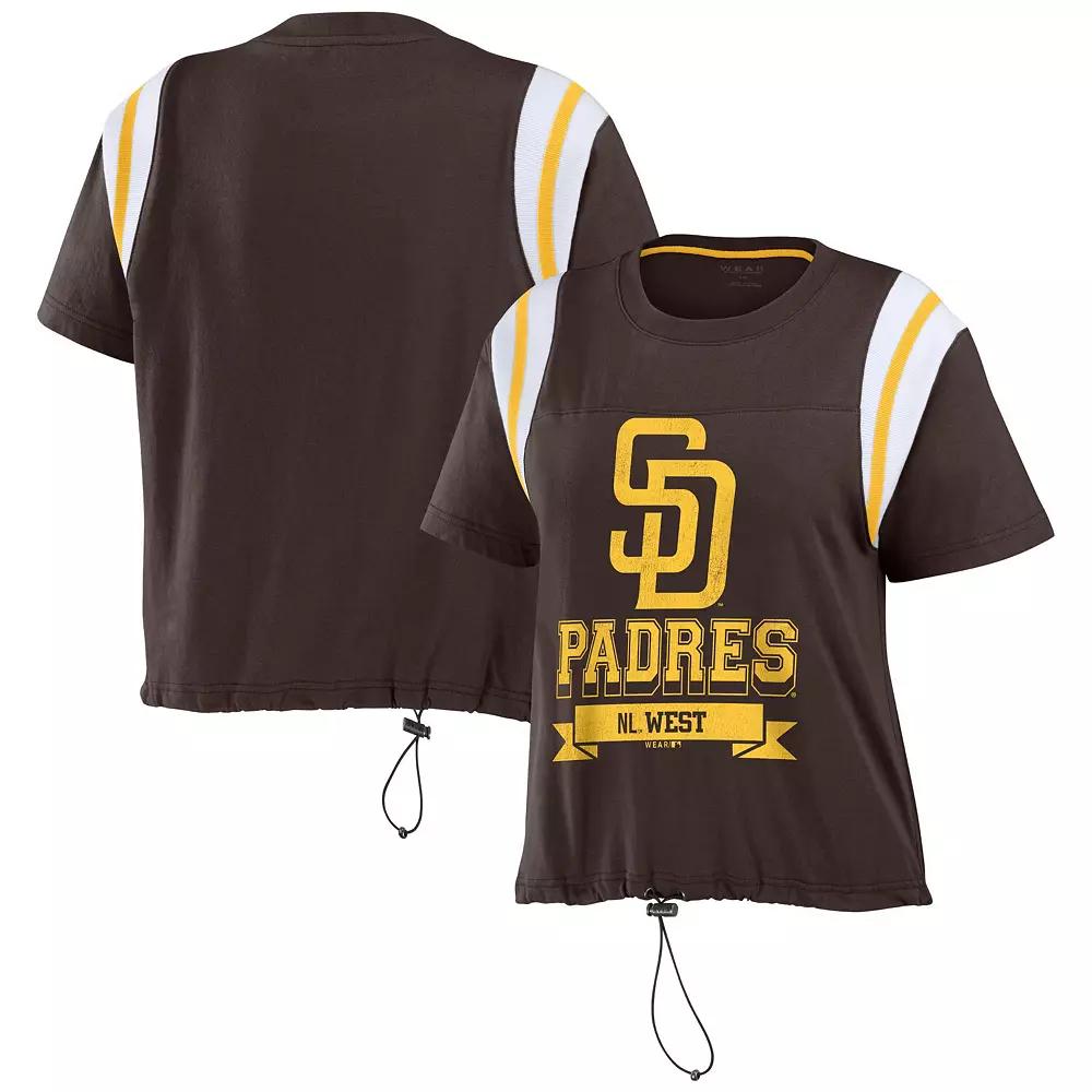 Women's WEAR by Erin Andrews Brown San Diego Padres Cinched Colorblock T-Shirt,  Product Image