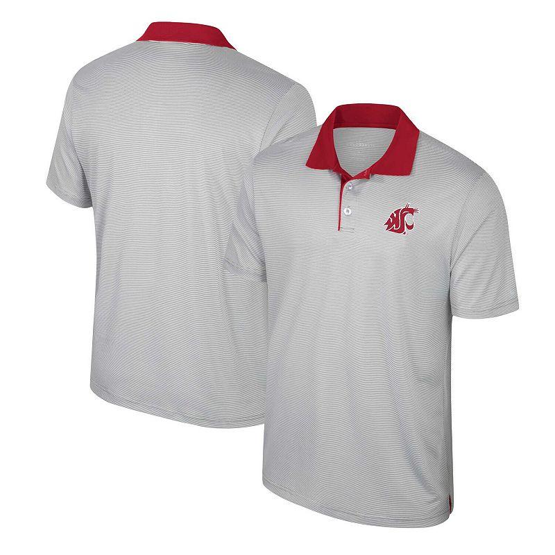 Men's Colosseum Gray Washington State Cougars Tuck Striped Polo,  Product Image