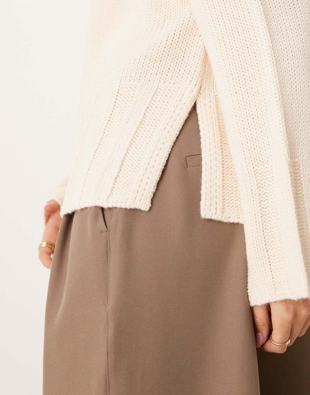 ASOS DESIGN wide rib boxy sweater in cream Product Image