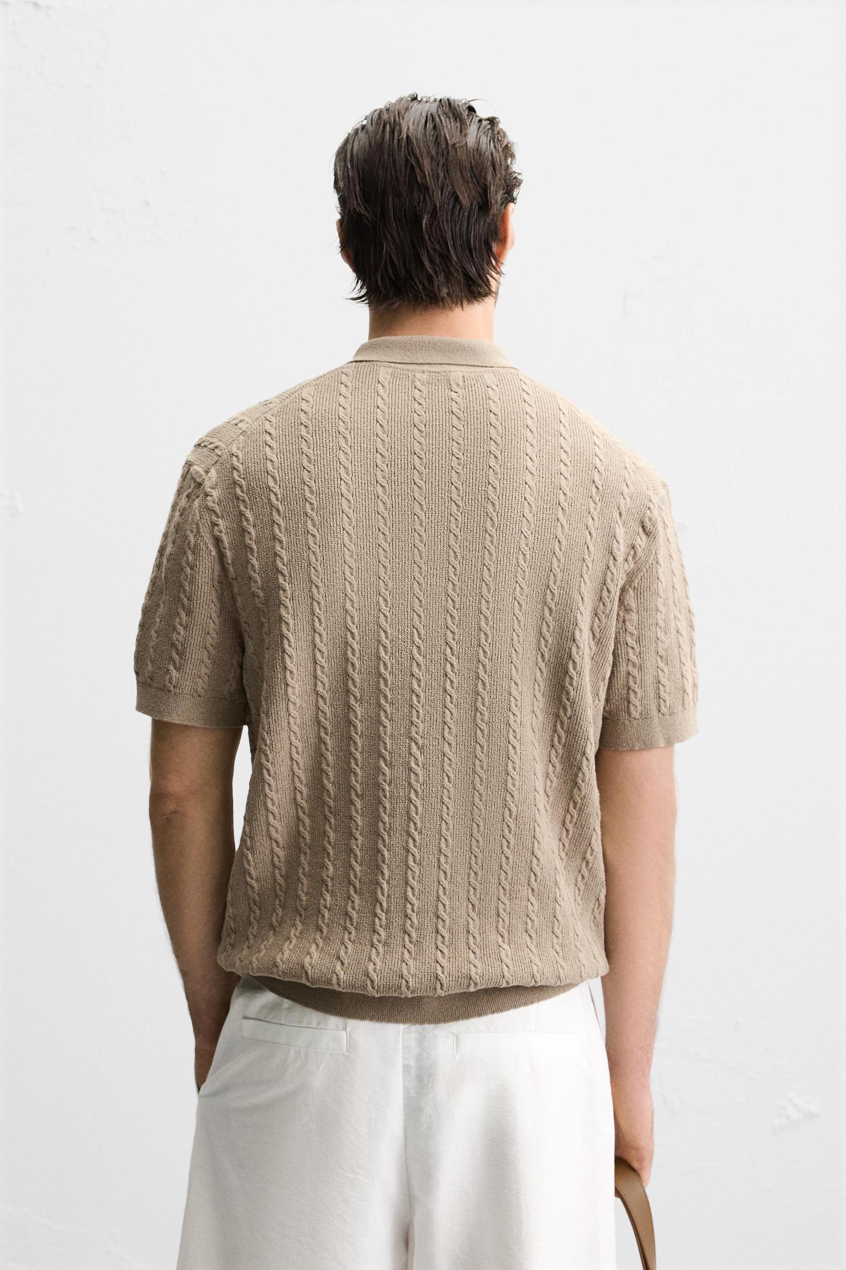 CABLE KNIT POLO SHIRT Product Image