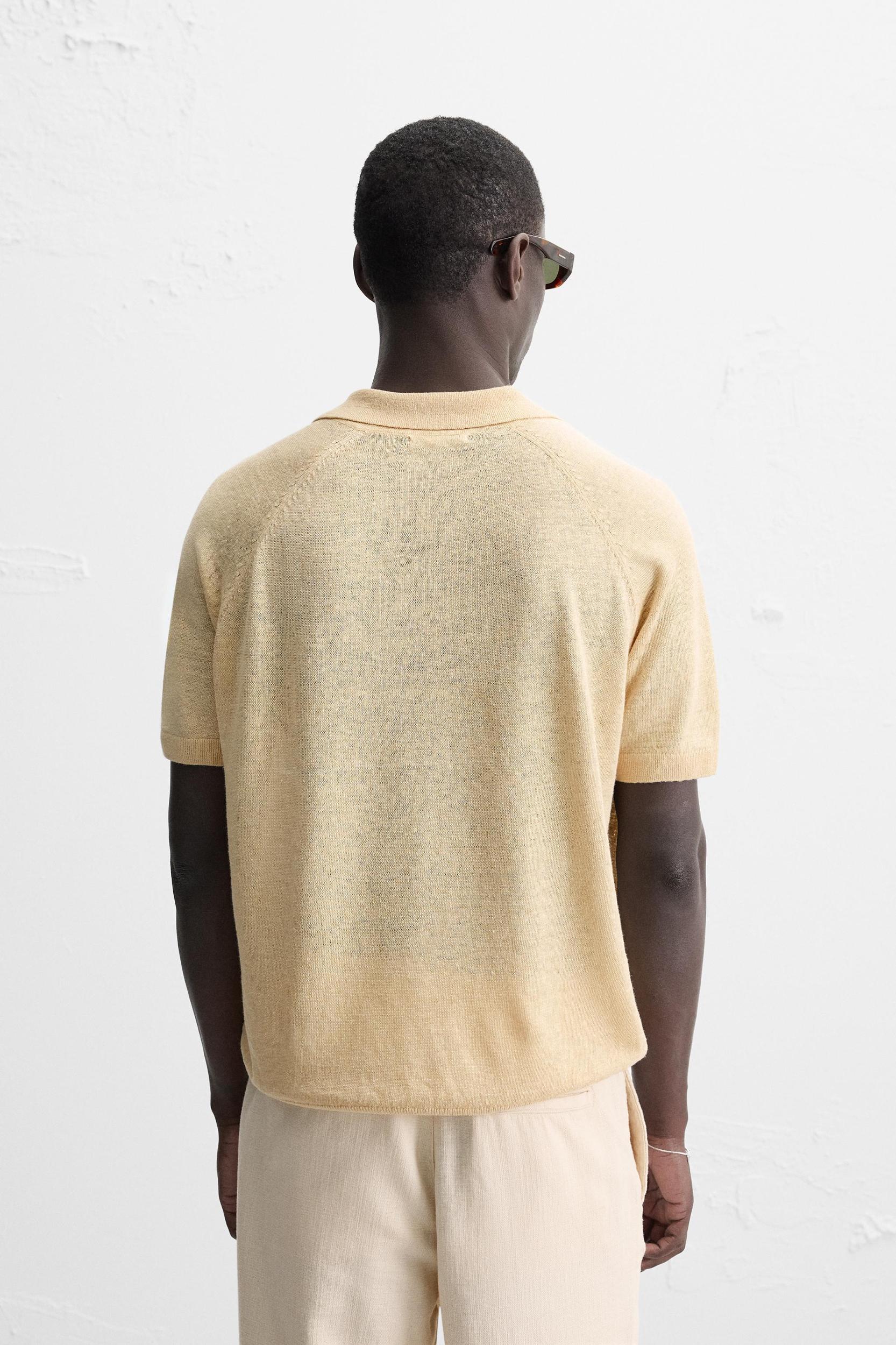 100% LINEN KNIT POLO SHIRT Product Image