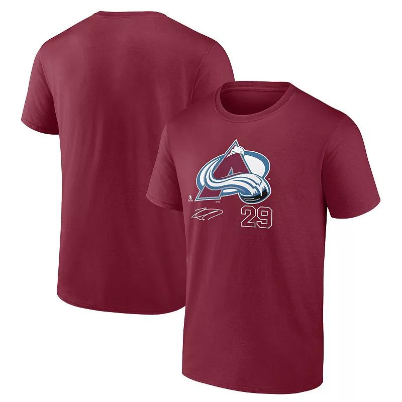 Men's Fanatics Branded Nathan MacKinnon Burgundy Colorado Avalanche Name and Number T-Shirt, Size: XL, Med Re Product Image