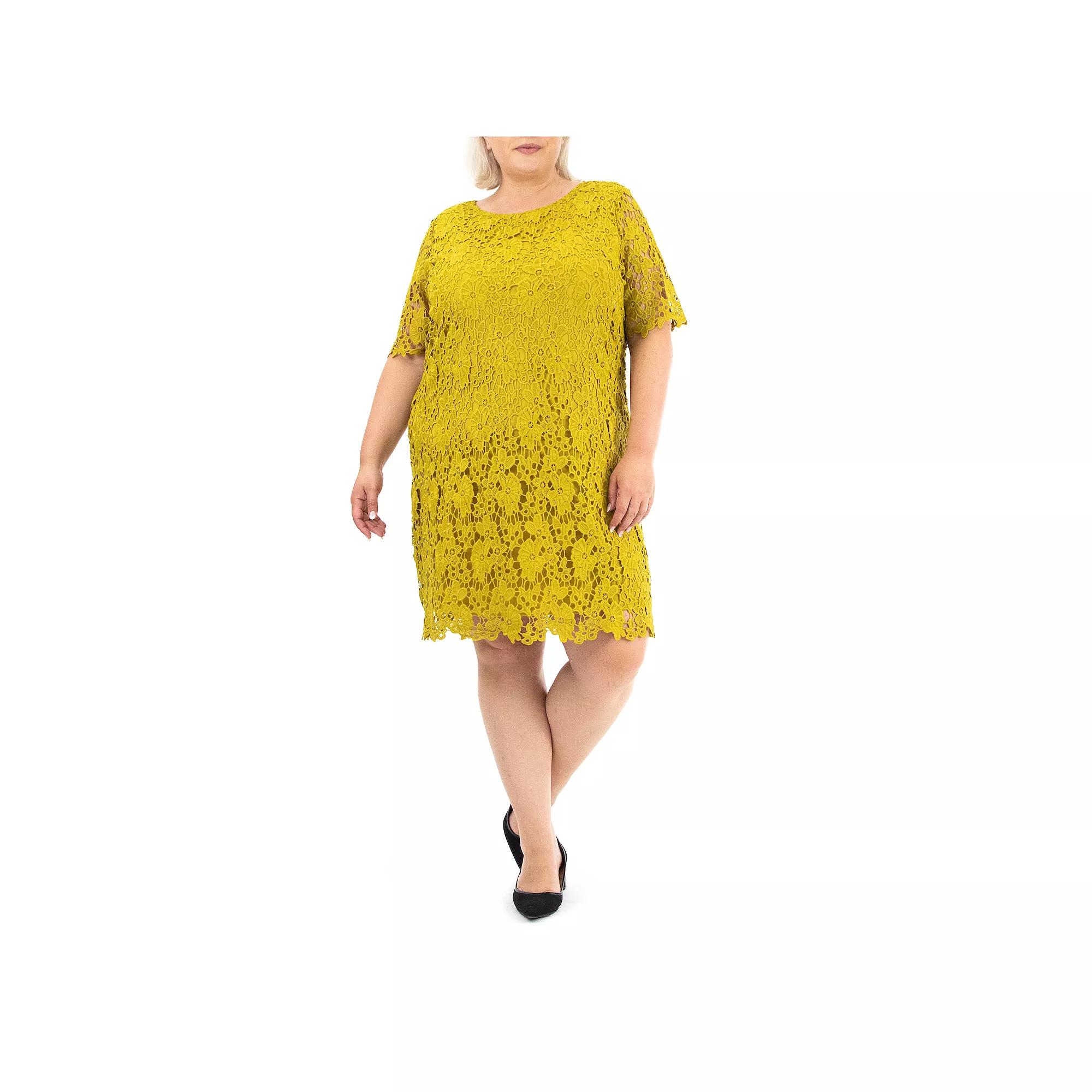 Plus Size Nina Leonard Lace Sheath Dress, Women's, Size: 3XL, Green Product Image