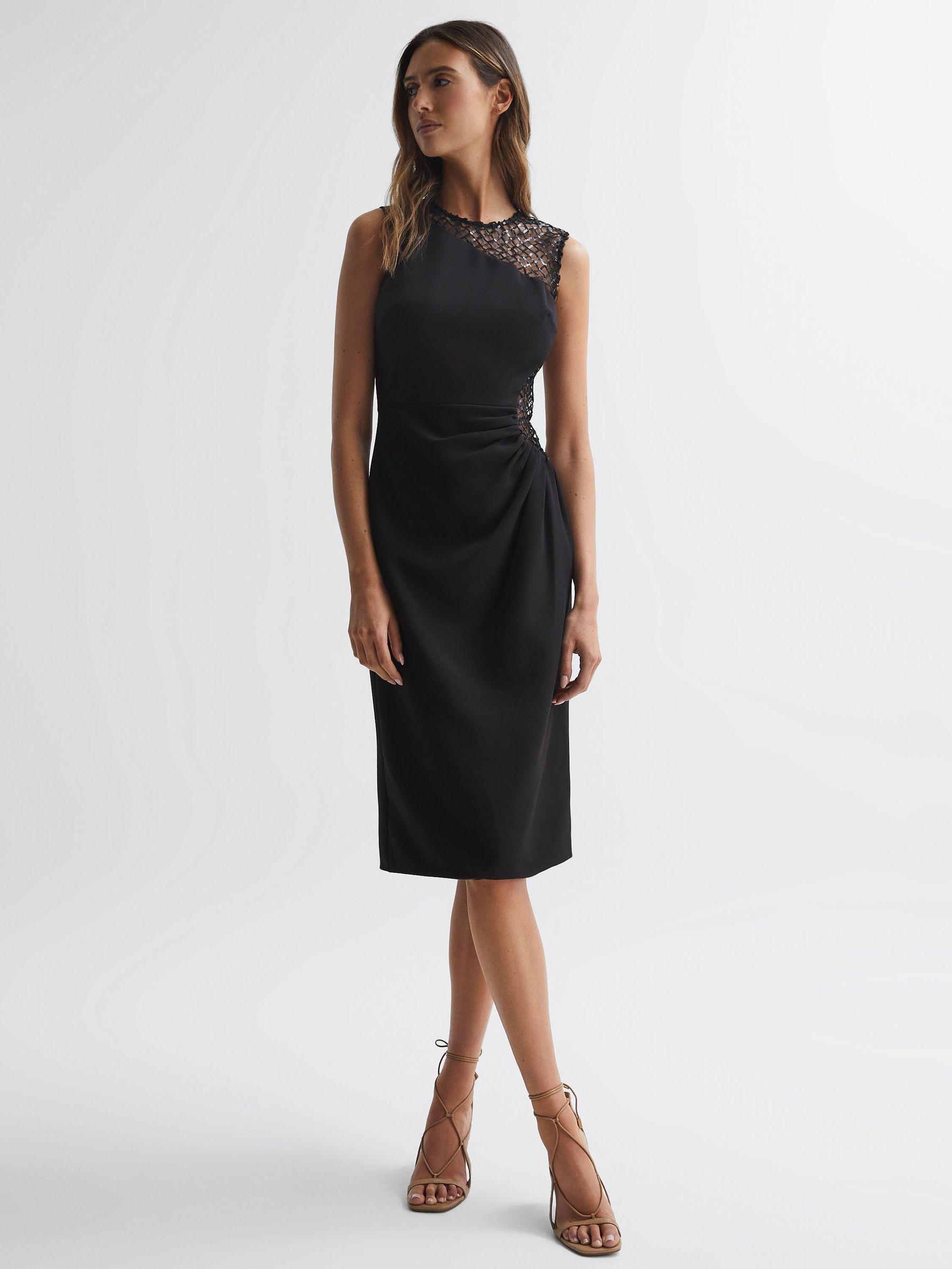 Halston Sequin Midi Dress in Black Product Image