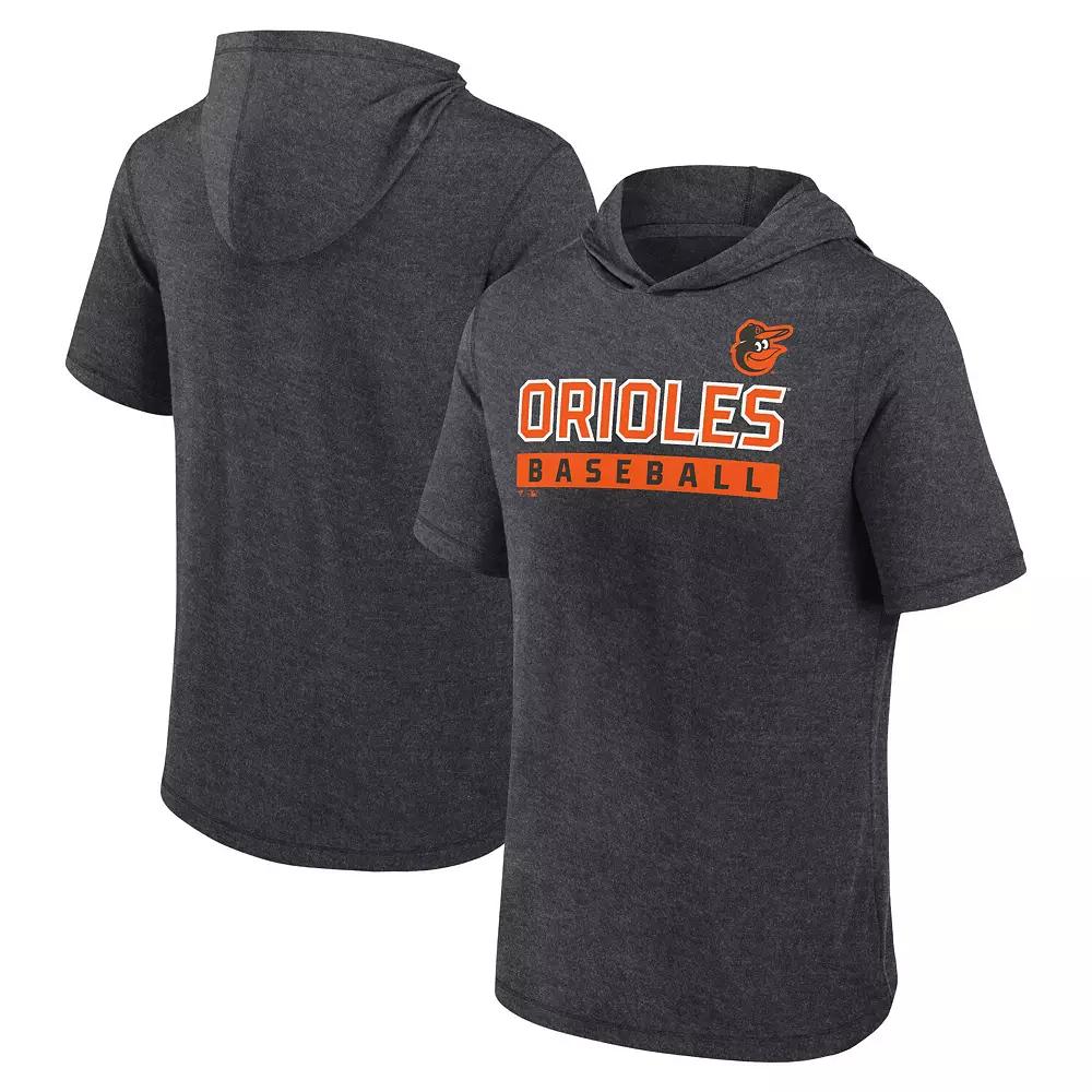 Men's Fanatics Heather Charcoal San Francisco Giants Push Short Sleeve Pullover Hoodie,  Product Image