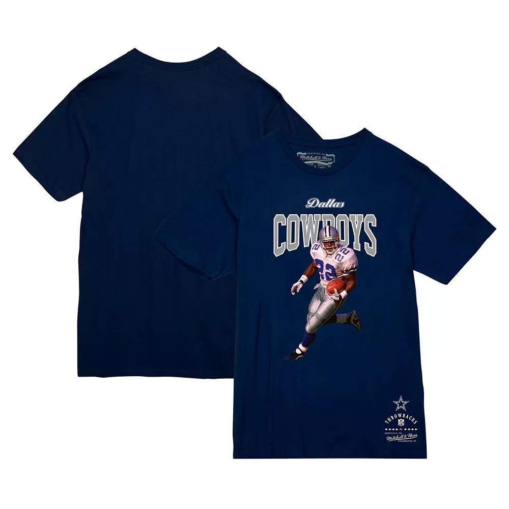 Men's Mitchell & Ness Emmitt Smith Navy Dallas Cowboys Sideline Retired Player T-Shirt,  Product Image