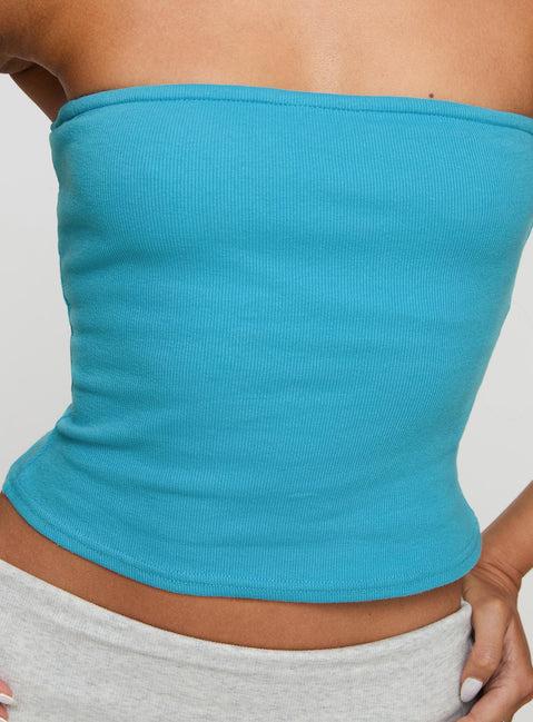 Baseline Strapless Rib Top Blue Product Image