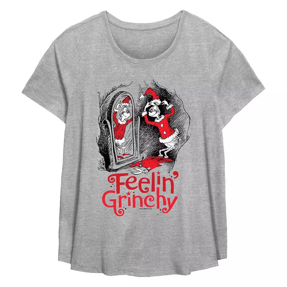 Plus Size Dr. Seuss Feeling Grinchy Flowy Graphic Tee, Women's, Size: 3XL, Grey Gray Product Image