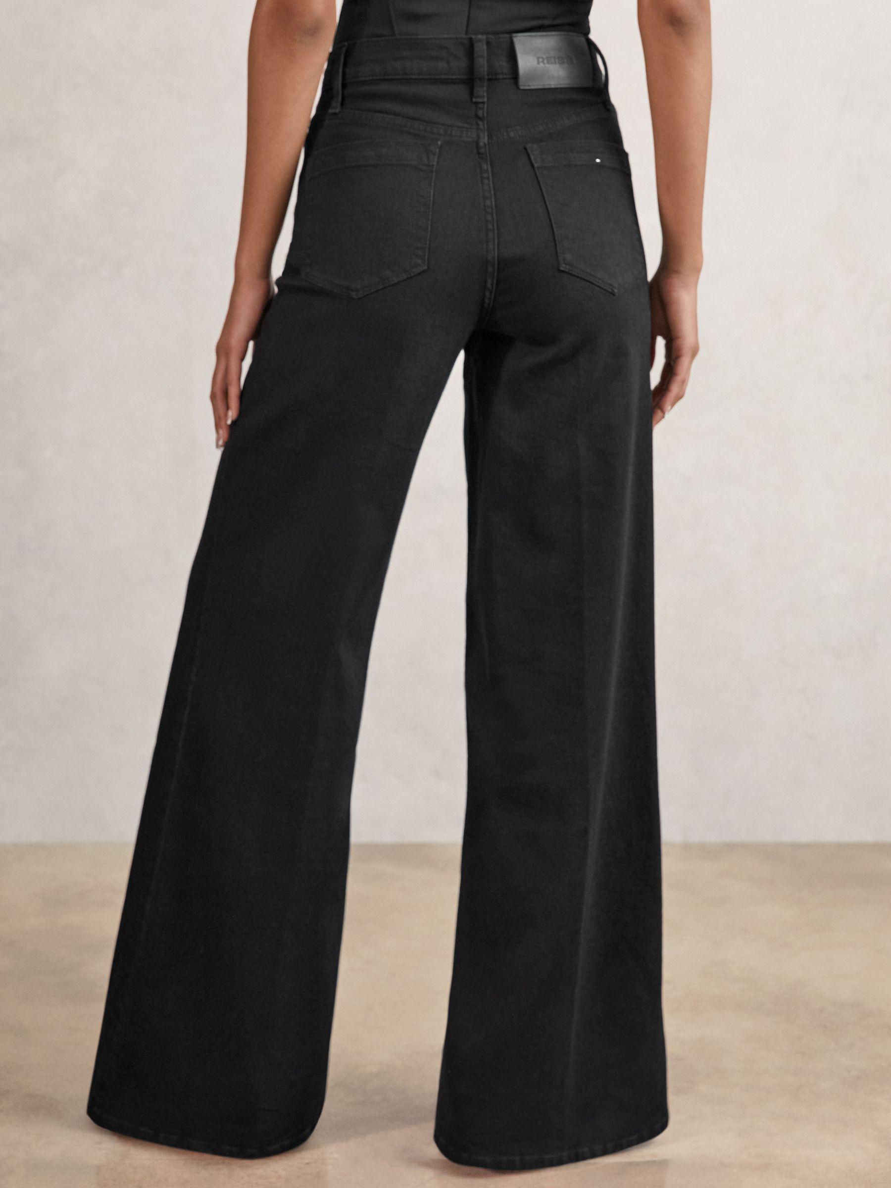 Stretch-Cotton Wide-Leg Jeans in Black Product Image