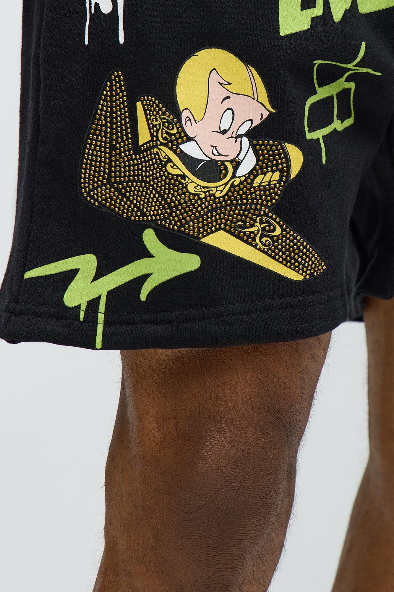 Richie Rich Fly Sweatshorts - Black Male Product Image