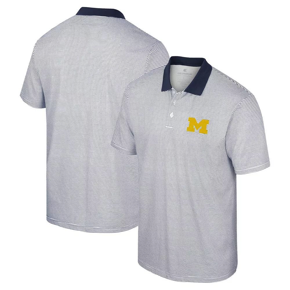 Men's Colosseum White/Black Michigan Wolverines Print Stripe Polo,  Product Image